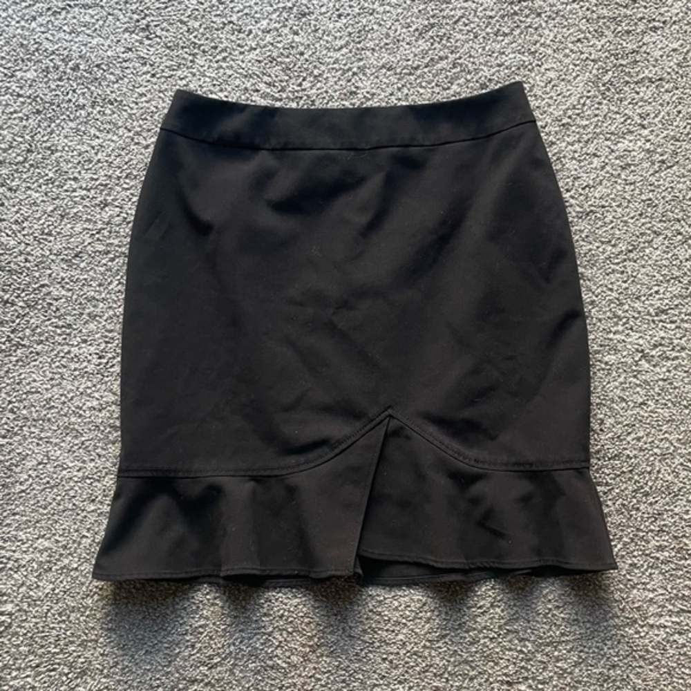 Tahari Trumpet Skirt Womens 6 Petite Black Pencil Knee Length Career Work Office